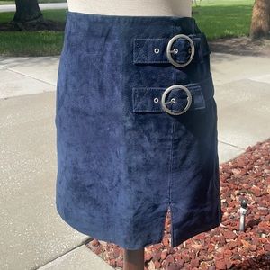 Blank NYC blue suede buckle skirt